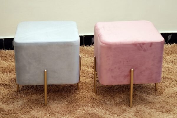 Imported Luxury Velvet Puff Stool - Image 3