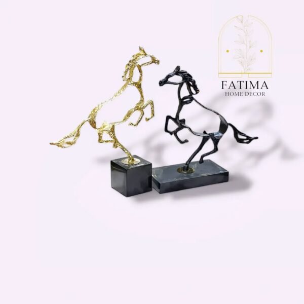 Brass Golden Horse with Marble Base