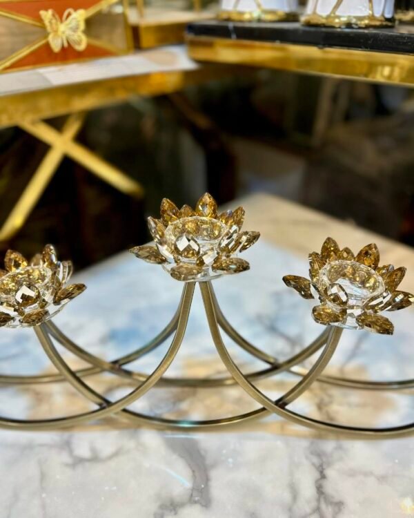 Crystal Lotus Candle Holders - Image 2