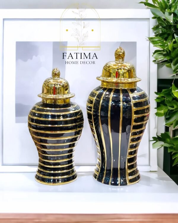 Ceramic Urns Black and Gold