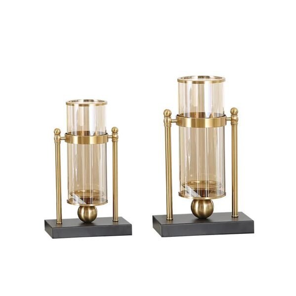 Brass Glass Candle Stand Pair - Image 3