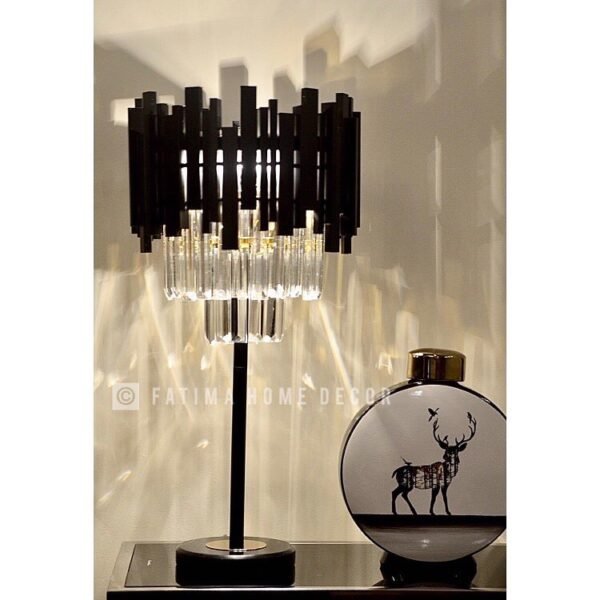 Luxury Black Crystal Table Lamp with Modern Design