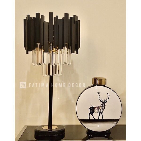 Luxury Black Crystal Table Lamp with Modern Design - Image 2