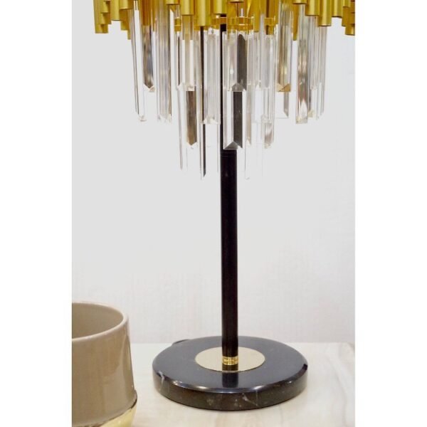 Modern Crystal Table Lamp with Golden Metal Shade - Image 2