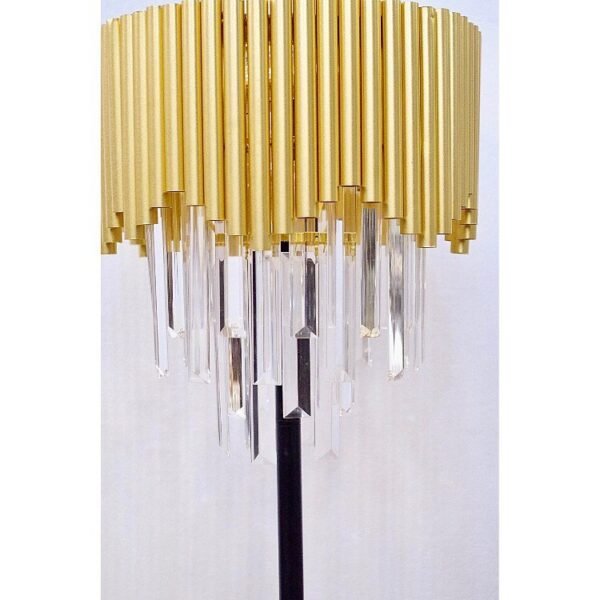 Modern Crystal Table Lamp with Golden Metal Shade - Image 3