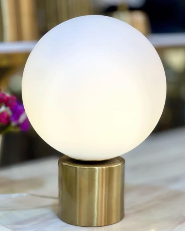 Frosted Glass Globe Table Lamp with Brass Base