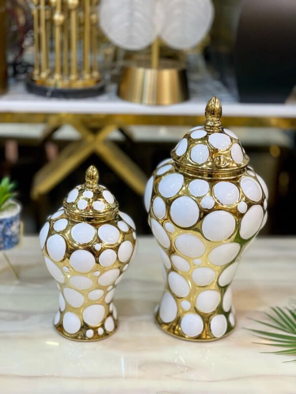 Gold and White Bubble-Design Decorative Candy Jars