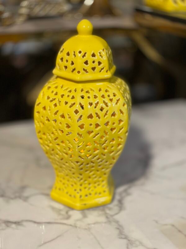 Carved Yellow Urns