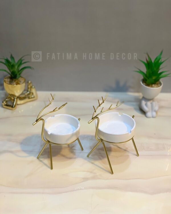 Elegant Golden Deer Ashtrays