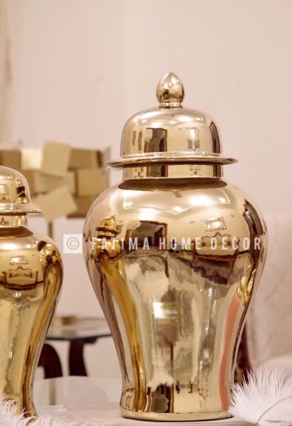 Luxury Gold Decorative Urn Set - Image 2