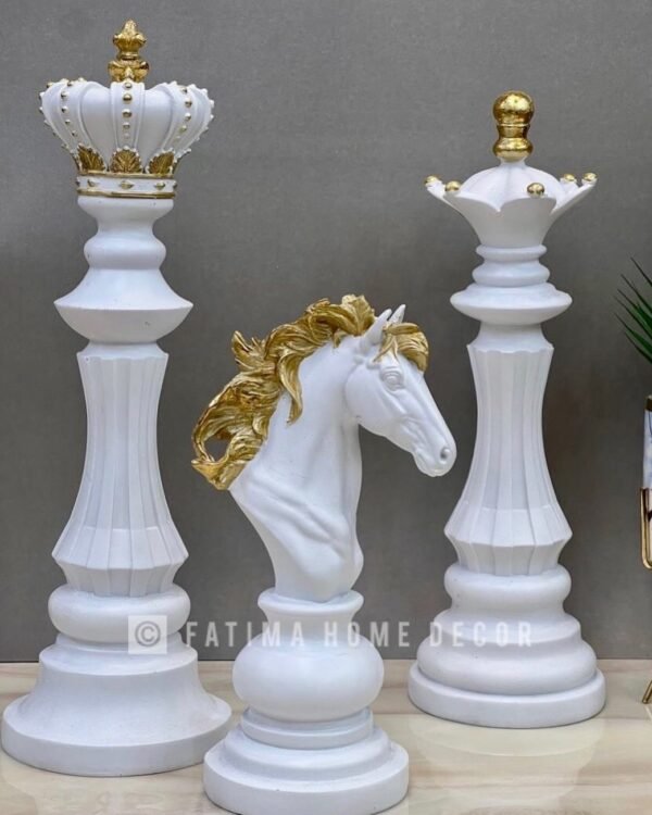 Decorative Chess King, Queen And Knight White