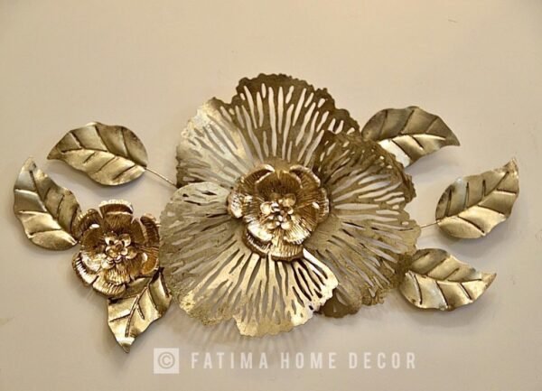 Golden Bloom Floral Metal Wall Art