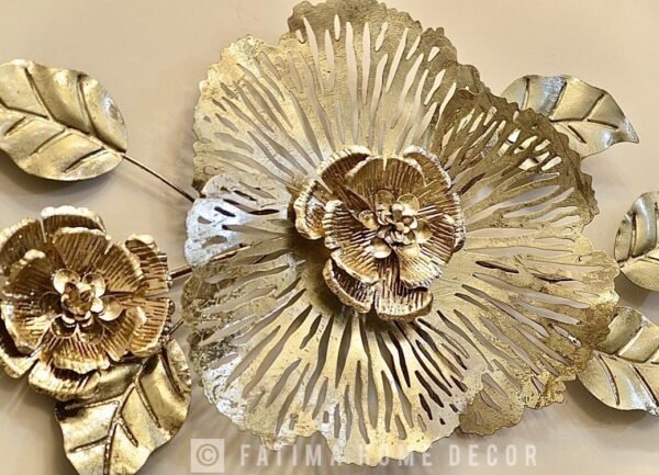 Golden Bloom Floral Metal Wall Art - Image 2