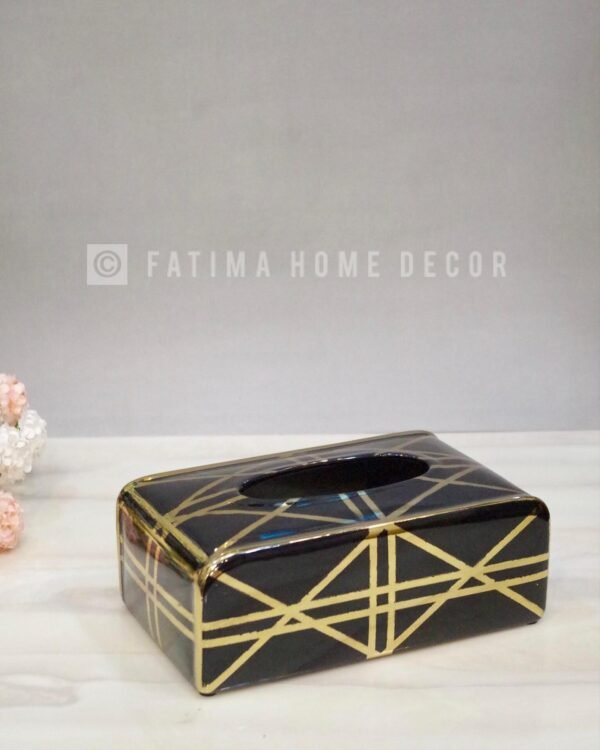 Elegant Black & Gold Porcelain Tissue Box