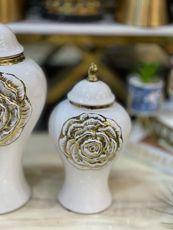 Elegant Rose White and Gold Urns - Image 2