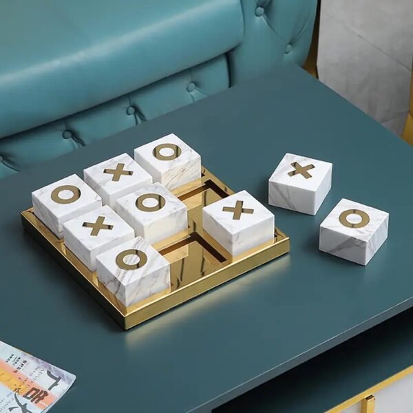 Brass & Marble Tic-Tac-Toe Game