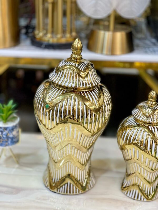 Luxury Gold & White Ginger Urns - Image 2