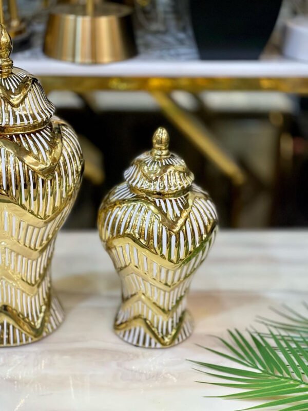 Luxury Gold & White Ginger Urns - Image 3