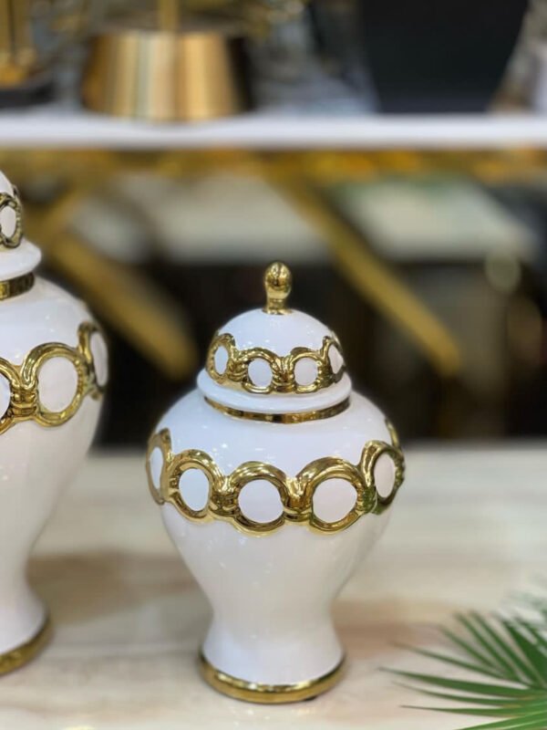 Elegant White & Gold Ginger Jars - Image 2