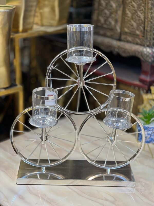 Wheels Candle Stand - Silver Decorative Accent for Home and Events